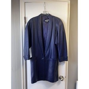 Vintage purple leather coat 1980s By Tibor